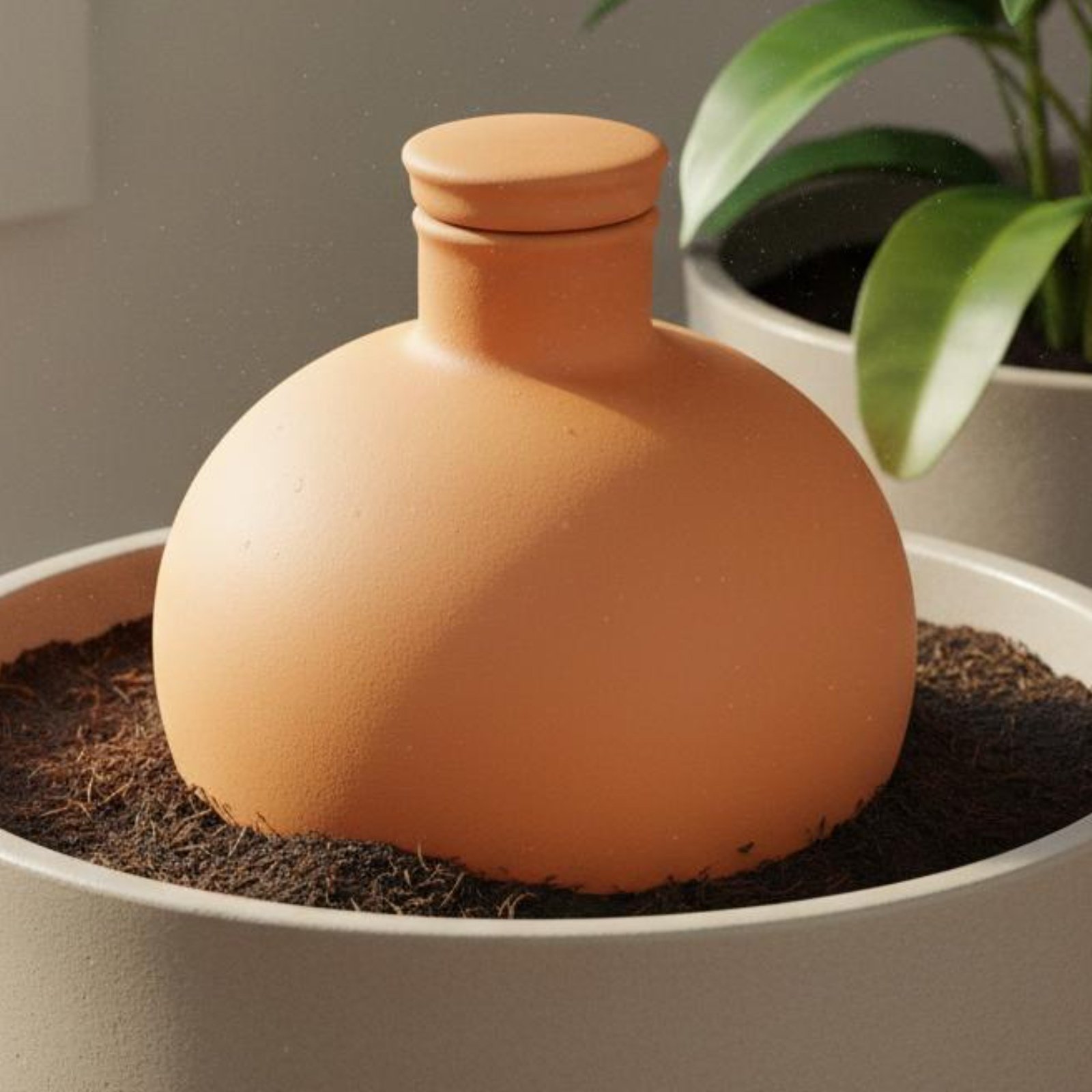 Terracotta Pot - 2個入りテラコッタオラ、簡単植物ケアオラ、水やりポット、多孔質粘土製水やり器、節水ガーデン用品、蒸発耐性