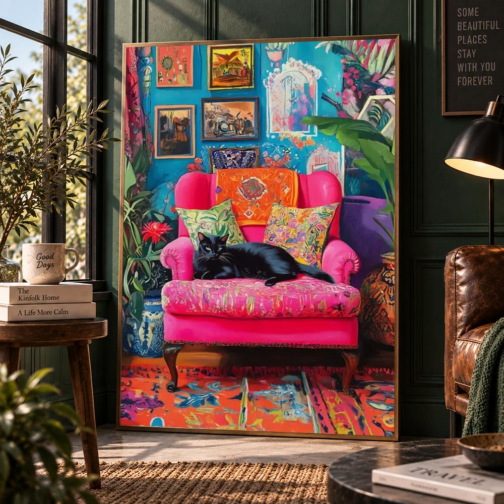 Fiddle Leaf Fig - ボヘミアン調の植物柄、フィドルリーフフィグのポスター。壁飾り、子供部屋や家庭のインテリアに最適なプリントポスター、高画質。