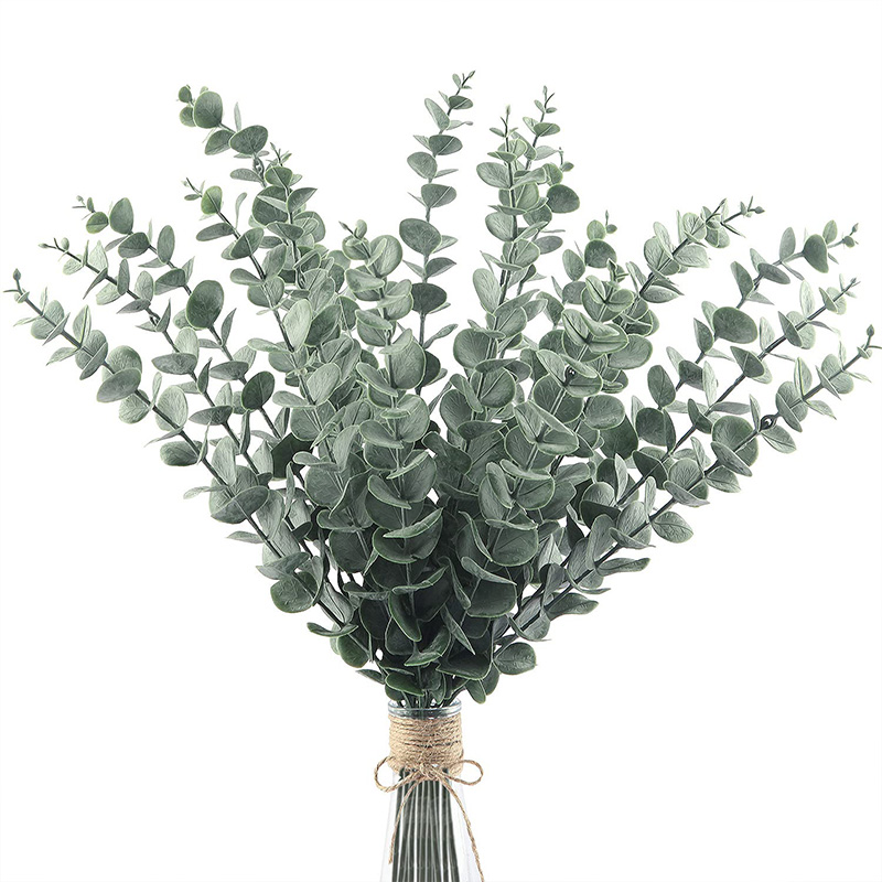 Fiddle Leaf Fig - 20 個人工ユーカリの茎の葉グリーンユーカリの枝偽の植物結婚式のセンターピースクリスマスナヴィダードの装飾
