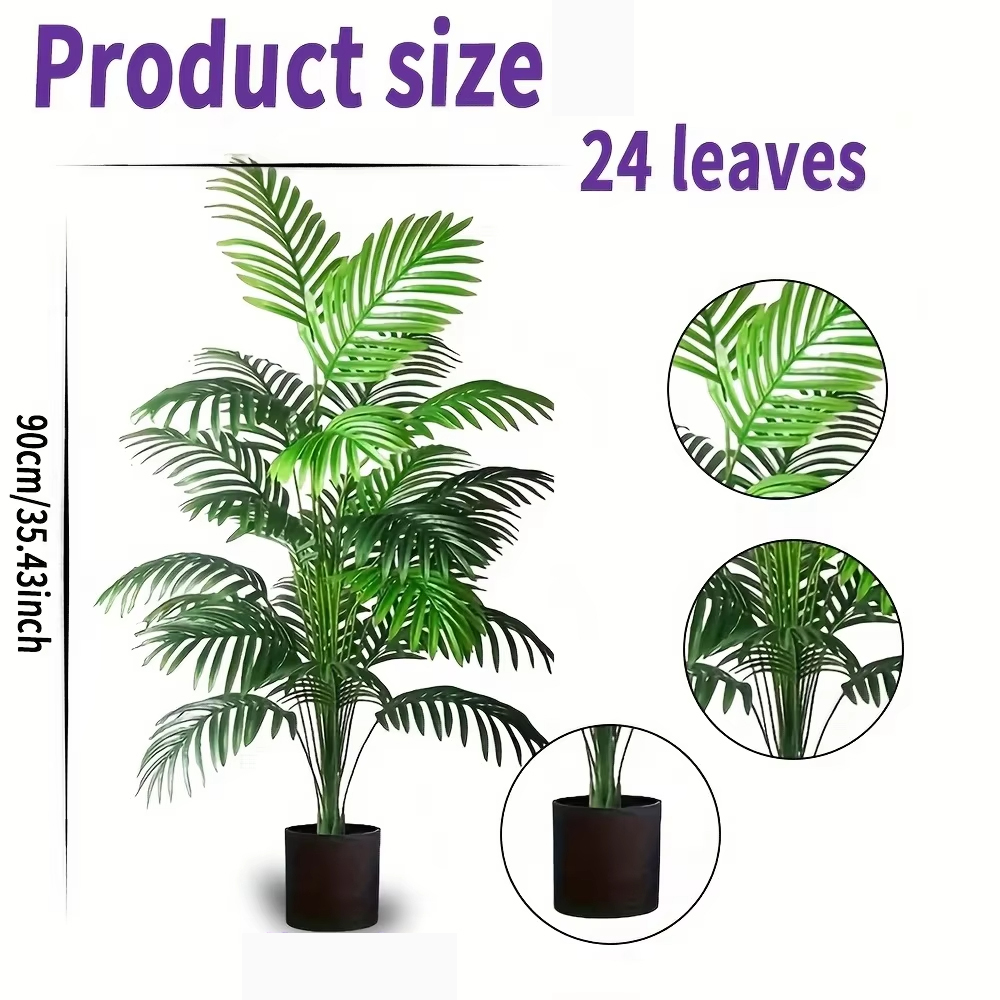 24枚の葉を持つアレカヤシの人工観葉植物、鉢植えのプラスチッ - Succulent Set のレビューと価格
