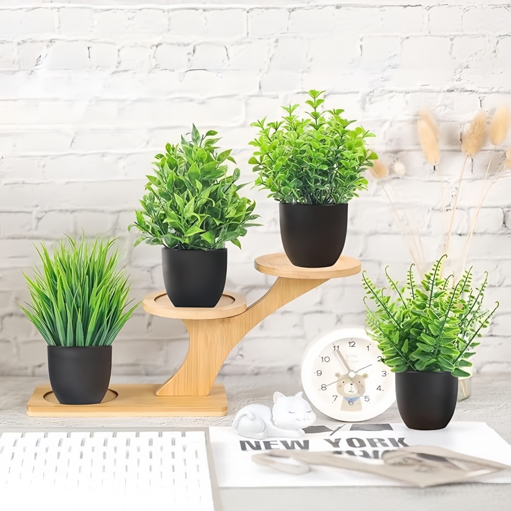 4個セット ミニ人工植物 鉢植え 室内/屋外装飾 グリーン盆 - Succulent Set のレビューと価格